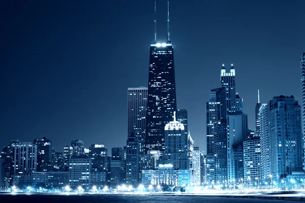 Chicago downtown i natt — Stockfoto