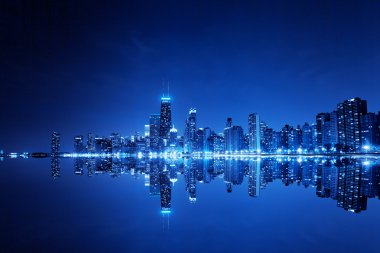 Finans bölgesine (gece görünümü Chicago)