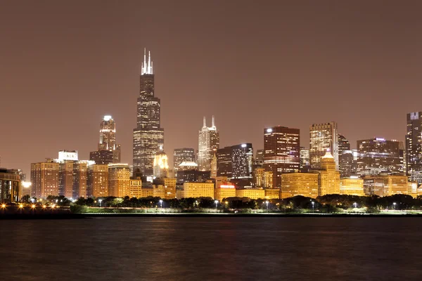 Pénzügyi negyed (éjszakai Nézd Chicago) — Stock Fotó