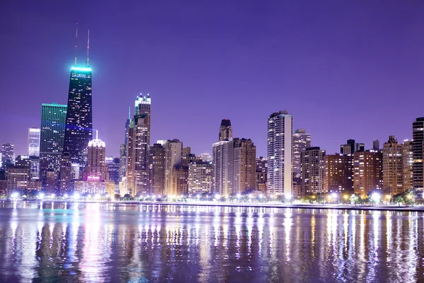 Pénzügyi negyed (éjszakai Nézd Chicago) — Stock Fotó