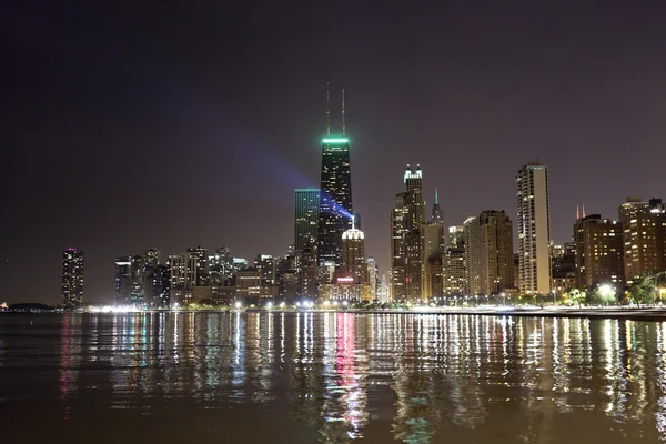 Chicago downtown v noci — Stock fotografie