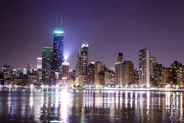 Financial district (night view Chicago) — Stock Photo, Image