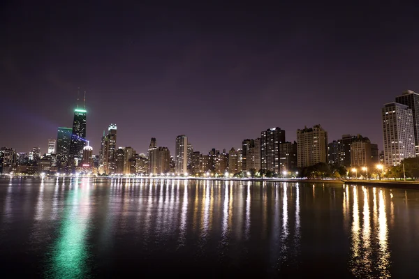 Chicago Centrum 's nachts — Stockfoto