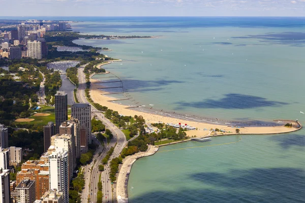 Chicago Seeufer fahren Luftaufnahme — Stockfoto