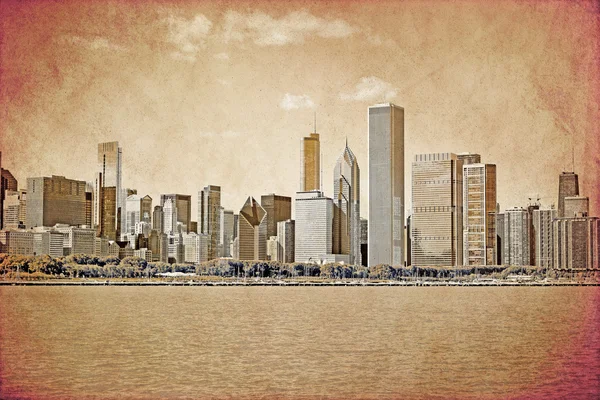 芝加哥-老明信片设计 — 图库照片