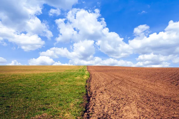 Paisaje agrícola con cielo azul nublado —  Fotos de Stock