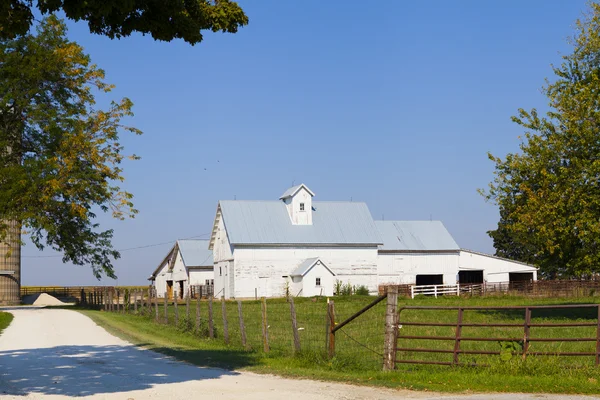 Yaz aylarında geleneksel Amerikan kırmızı çiftlik — Stok fotoğraf