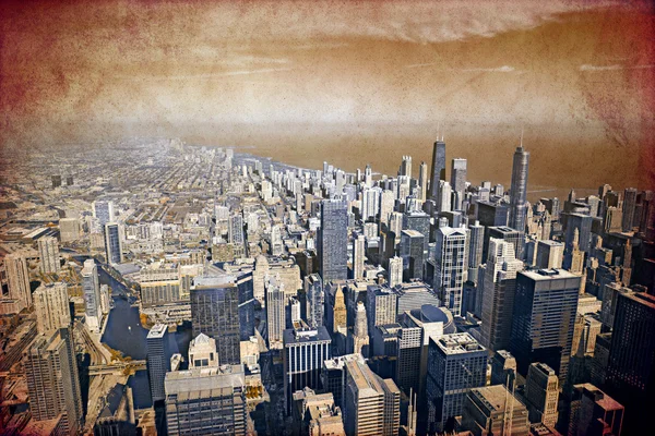 Chicago Downtown Vintage Design (Aerial View) — Stock Photo, Image