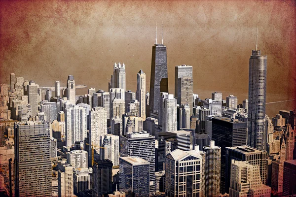 Chicago Downtown Vintage Design (Aerial View) — Stock Photo, Image