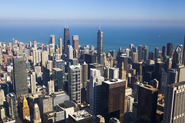 芝加哥市中心 (鸟瞰图) — 图库照片