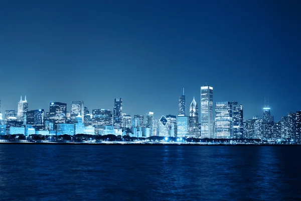 Chicago Night Skyline as Financial Fistrict — Stock Photo, Image