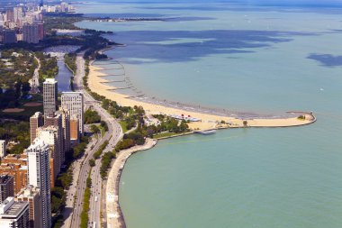 Chicago lake shore sürücü havadan görünümü