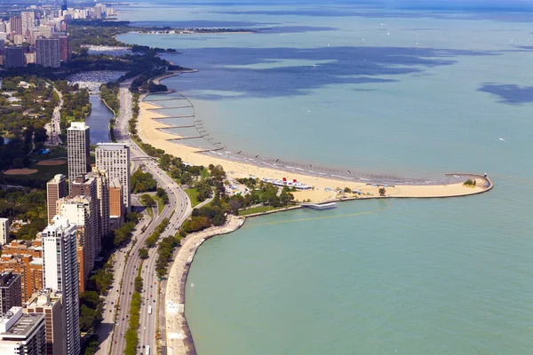 芝加哥湖岸驱动器鸟瞰图 — 图库照片