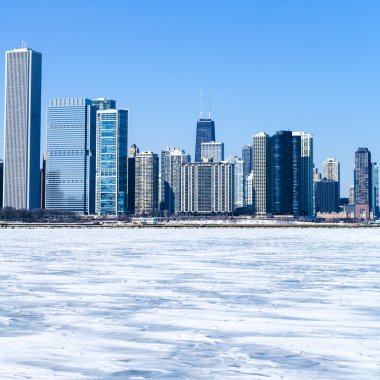 Chicago downtown ile Kışın açık gökyüzü