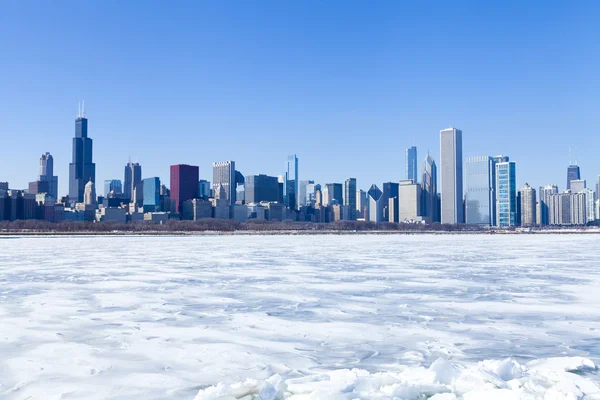 Panoramy Chicago w zimie — Zdjęcie stockowe