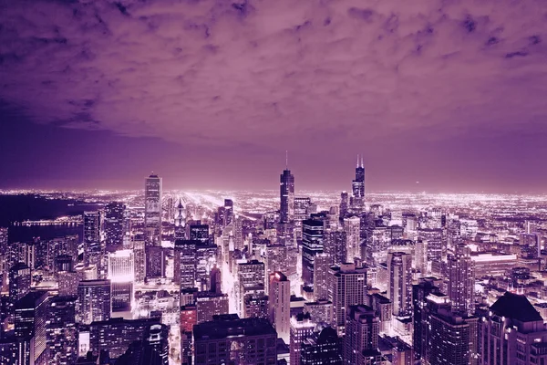 Chicago Skyline la nuit — Photo