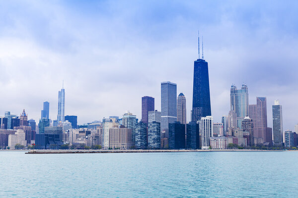 Chicago Skyline With Dark Sky