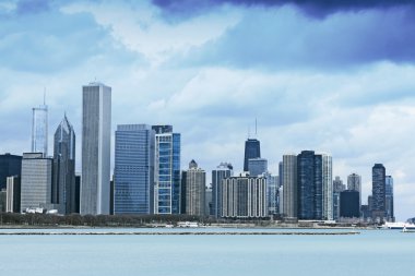 Chicago downtown fırtınalı gökyüzü ile