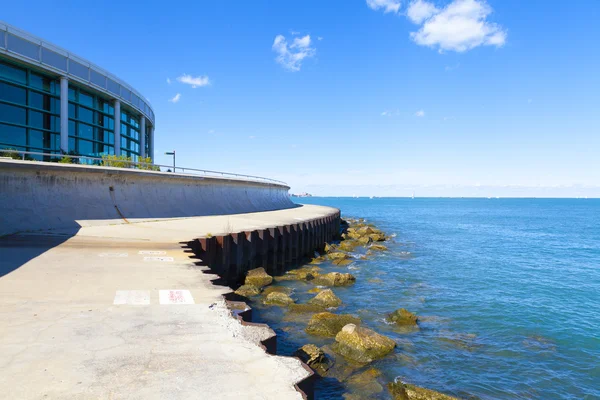 Pista ciclabile con il centro di Chicago sullo sfondo — Foto Stock