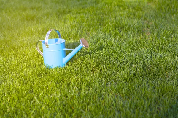 Blue Watering Can In Garden — Stock Photo, Image