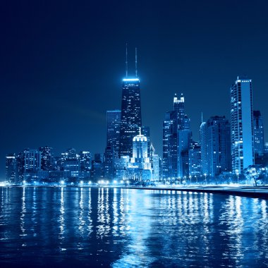 Finans bölgesine (gece görünümü Chicago)