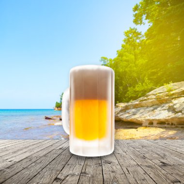 Fresh cold beer given in chilled pint clipart