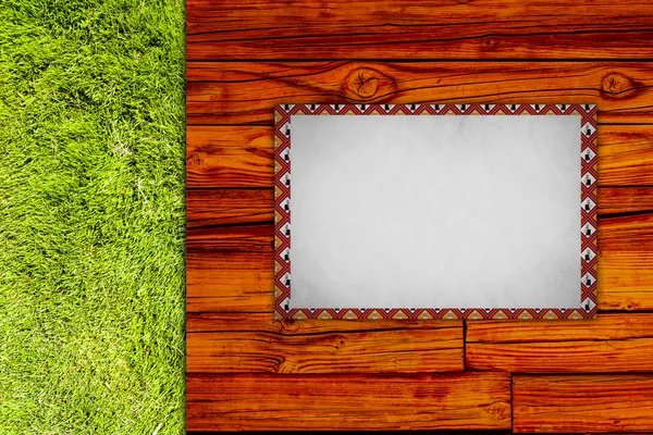 Bovenaanzicht op houten tafel — Stockfoto