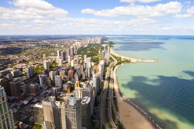 Chicago lake shore sürücü havadan görünümü