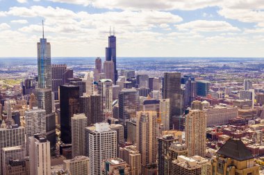 Üstten bakış doğum chicago şehir merkezi ofis binaları