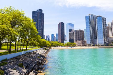 arka planda chicago plajı ile Şehir Parkı