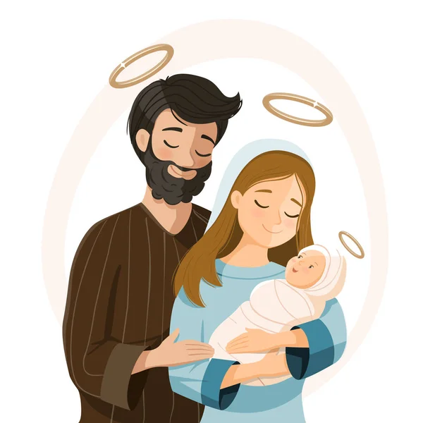 Heilige Familie Krippe Geburt Christi Weihnachtszeit — Stockvektor