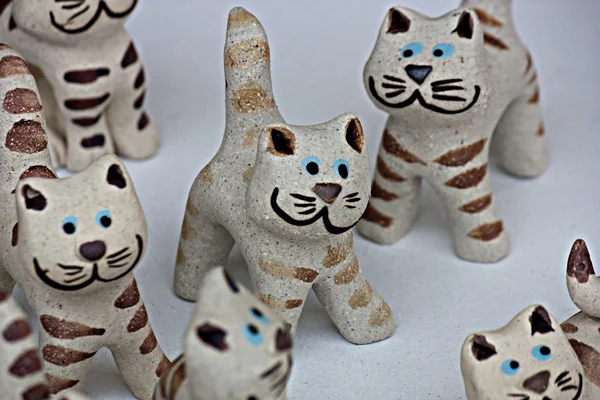 Keramische katten Stockafbeelding