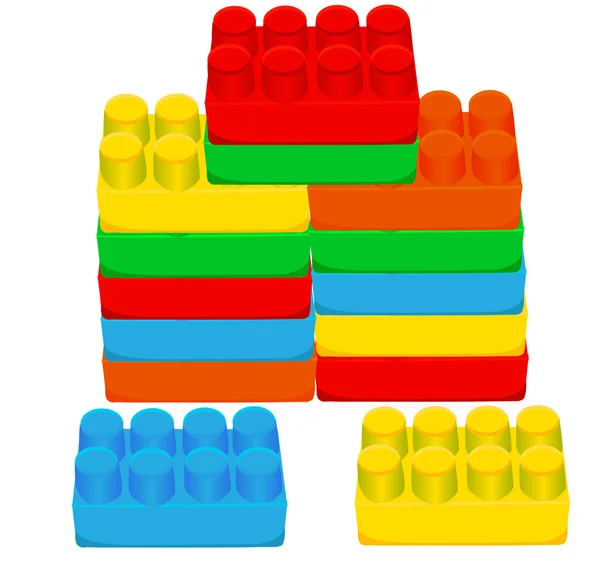 Giocattoli di mattoni di plastica per bambini — Vettoriale Stock