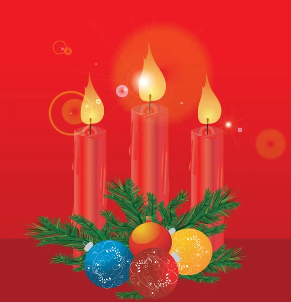 Décoration de Noël avec bougies — Image vectorielle