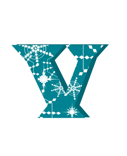 Vector snow font letter V — Stock Vector