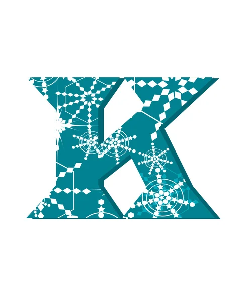 Vector snow font letter K — Stock Vector