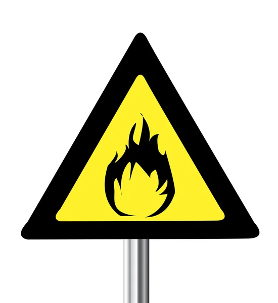 Łatwopalne znak żółty trójkąt ostrzegawczy — Wektor stockowy