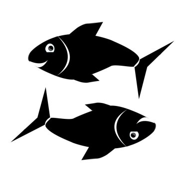 siyah üzerine beyaz izole balık