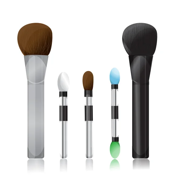 Set of makeup brushes on white background — Stock Vector