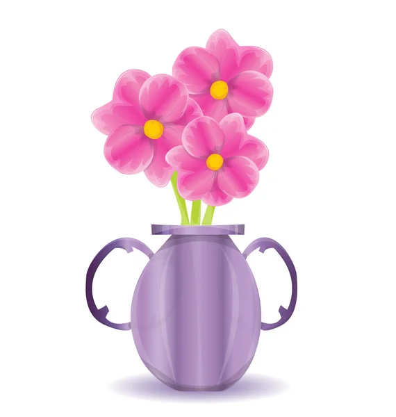 Flowers in vase on white background — Stock Vector