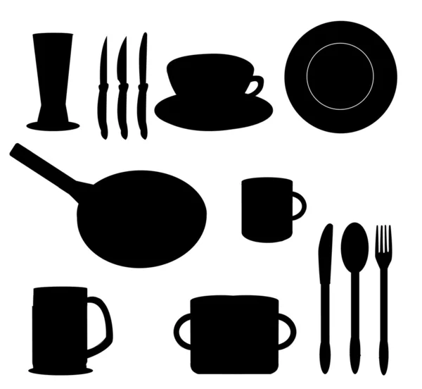 Silhouettes of kitchen accessories — Stock Photo, Image