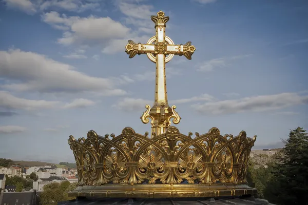 Guilded crown and cross — Stock Photo