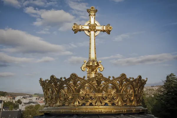 Vergoldete Krone und Kreuz — Stockfoto