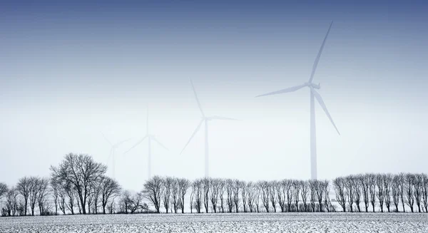 Windmills on a frosty day — Stock Photo, Image