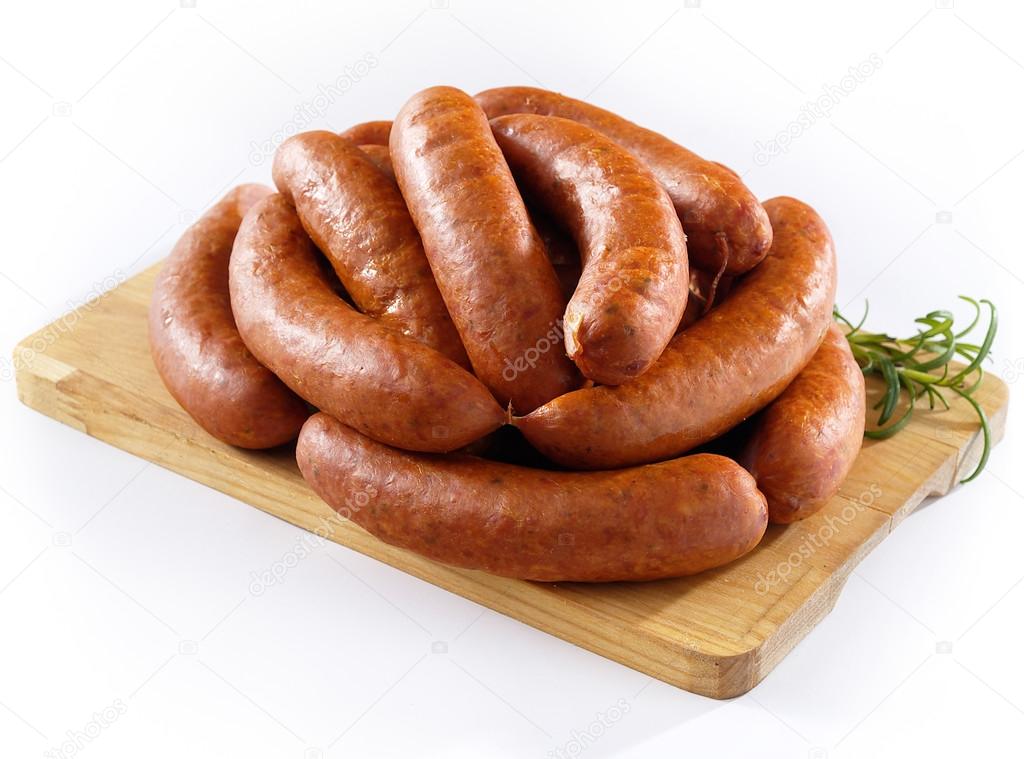 sausage on kitchen board