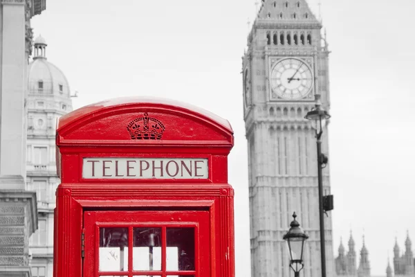 Red Telephone Booth and Big Ben in London — Stock Photo, Image