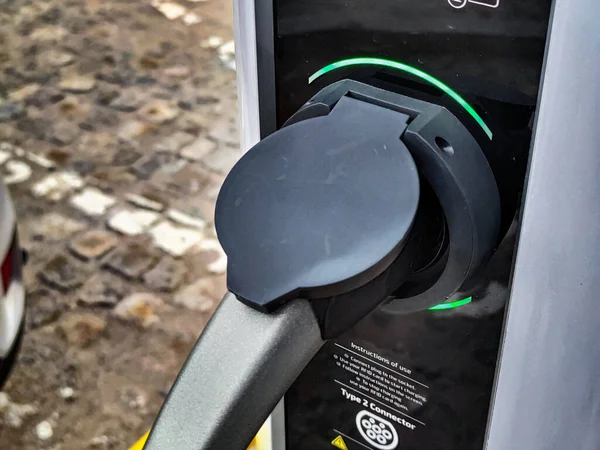 Eco Electric Car Charging Battery Energy Power Station — Stok fotoğraf