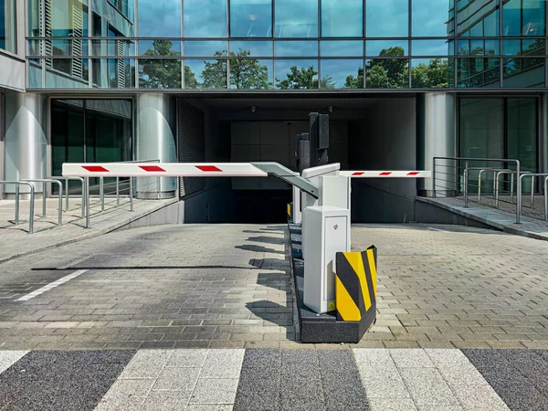 Underground Garage Parking Entrance Boom Barrier — Stock Fotó