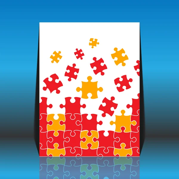 Puzzle pieces vector - flyer design — Stock Vector