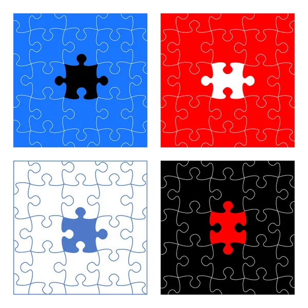 Puzzle pièces vectoriel ensemble de conception — Image vectorielle